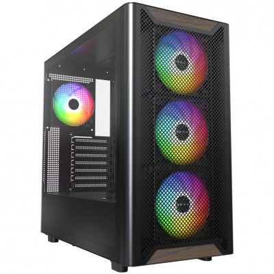 Case Montech XR Legno Midi Tower ATX ARGB Vetro Temperato Nero Case Montech XR Legno Midi Tower ATX ARGB Vetro Temperato Nero