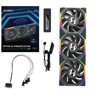 Ventole Lian Li UNI FAN SL Wireless LCD ARGB PWM Kit Da 3 Con Controller 120mm Nero Ventole Lian Li UNI FAN SL Wireless LCD ARGB PWM Kit Da 3 Con Controller 120mm Nero
