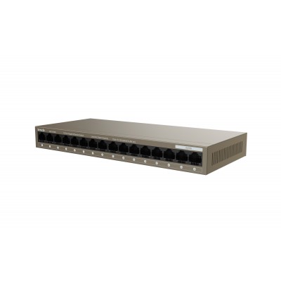 Tenda SWITCH BUSINESS TEG1016M IEEE 802.3uxab 16 porte 10 100 1000 Base T Ethernet Capacità 32Gbps Prot.fulm.6KV su ogni porta