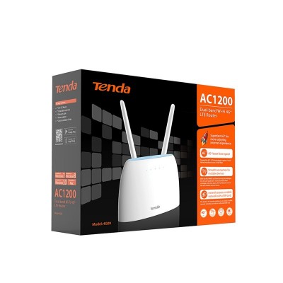 Tenda 4G ROUTER 4G09 CAT6 802.11 a b g n ac 2.4GHz 300Mbps 5GHz 867Mbps 1P GE WAN LAN 1P GE LAN 2Ant WPS Tenda 4G ROUTER 4G09 CAT6 802.11 a b g n ac 2.4GHz 300Mbps 5GHz 867Mbps 1P GE WAN LAN 1P GE LAN 2Ant WPS