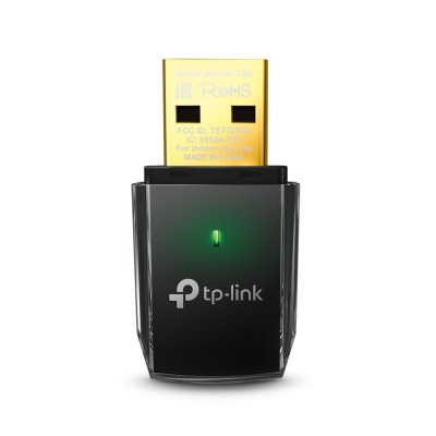 TP LINK Antenna USB AC600 1T1R 433Mbps at 5GHz + 150Mbps at 2.4GHz 802.11ac a b g n USB 2.0 WPS Button 1 internal antenna