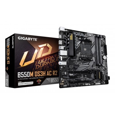 Scheda Madre Gigabyte GA-B550M DS3H AC R2 AM4 DDR4 Micro-ATX Nero