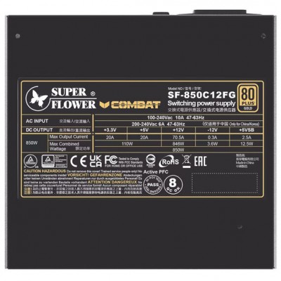 Alimentatore Super Flower Combat FG 80 PLUS Gold PCIe 5.1 ATX 3.1 850W Modulare