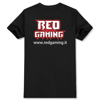 T-Shirt Redgaming Nero Abbigliamento Ufficiale Gaming Logo Front & Back