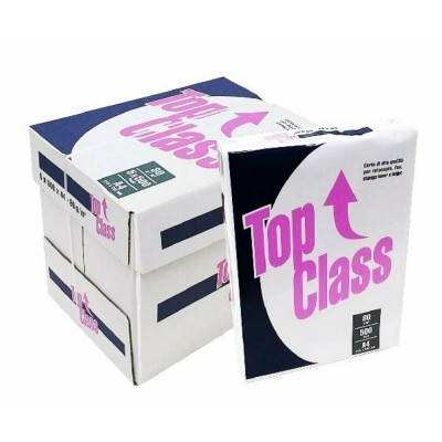 Carta A4 80 grammi TOP CLASS risma da 500 fogli - CONFEZIONE DA 5