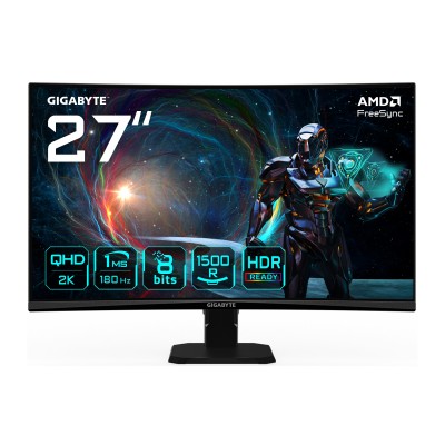 Monitor Da Gaming GIGABYTE GS27QCA Curvo QHD 27" 180Hz VA Adaptive-Sync Nero