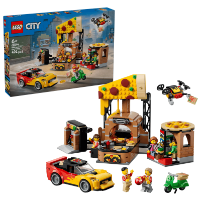 LEGO 60496 City Centro di consegna pizze con veicoli
