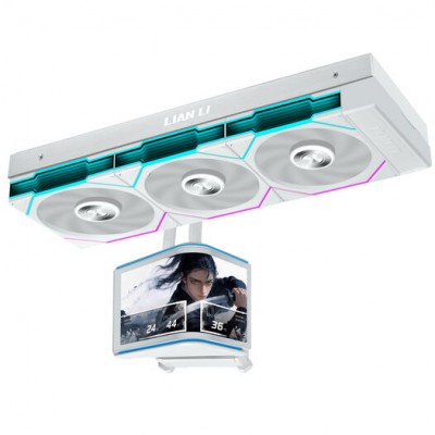 Dissipatore a Liquido Lian Li HydroShift II UNI FAN TL display OLED Curvo 360mm Bianco