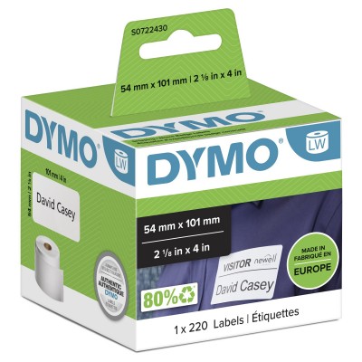 Etichette DYMO S0722430 99014 in carta per spedizioni, 101x54mm, bianco, 1x220 pezzi.