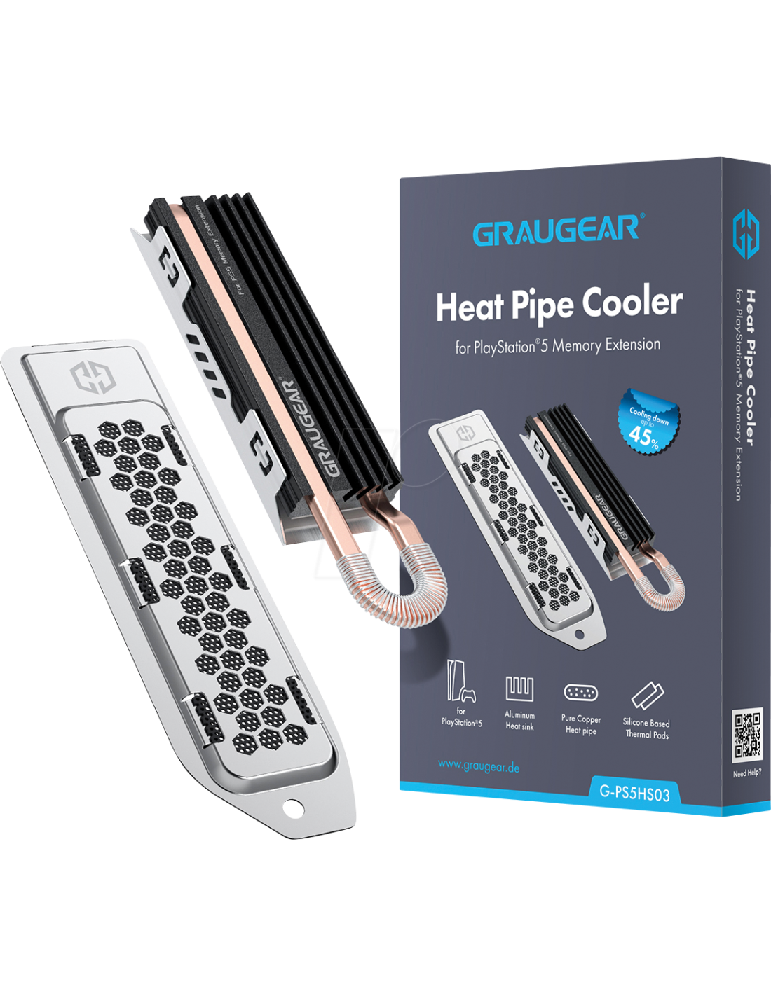 M.2 NVMe2280 SSD heatpipe Cooler for PS5, Cover with Ventilation