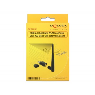 Scheda Wireless USB DeLOCK 12462  WLAN 433 Mbit s