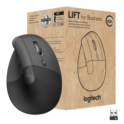 Mouse Logitech Lift for Business wireless ergonomico in grafite a destra