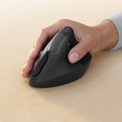 Mouse Logitech Lift for Business wireless ergonomico in grafite a destra