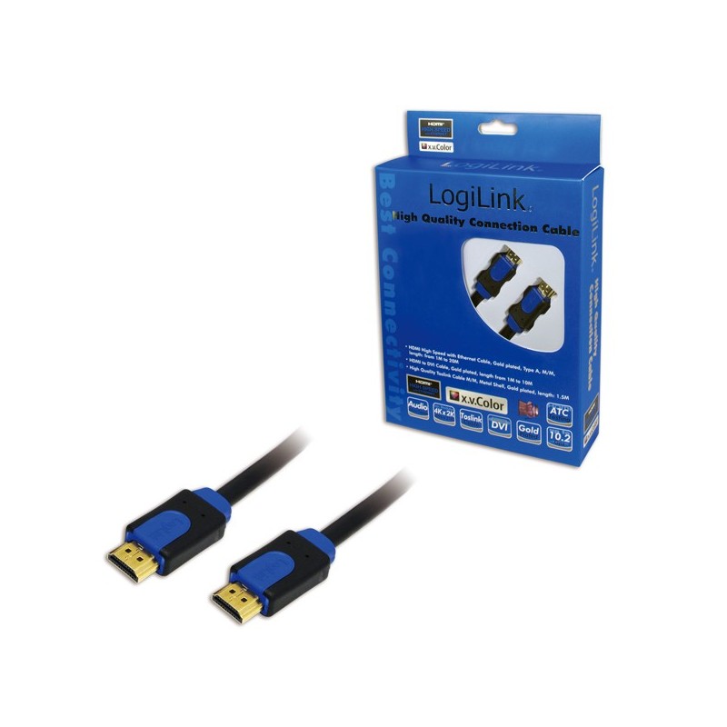 Cavo LogiLink HDMI con Ethernet 10m Nero Blu